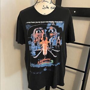 A Nightmare on Elm Street 3 Movie Black Graphic Pullover T-Shirt Freddy Kruger